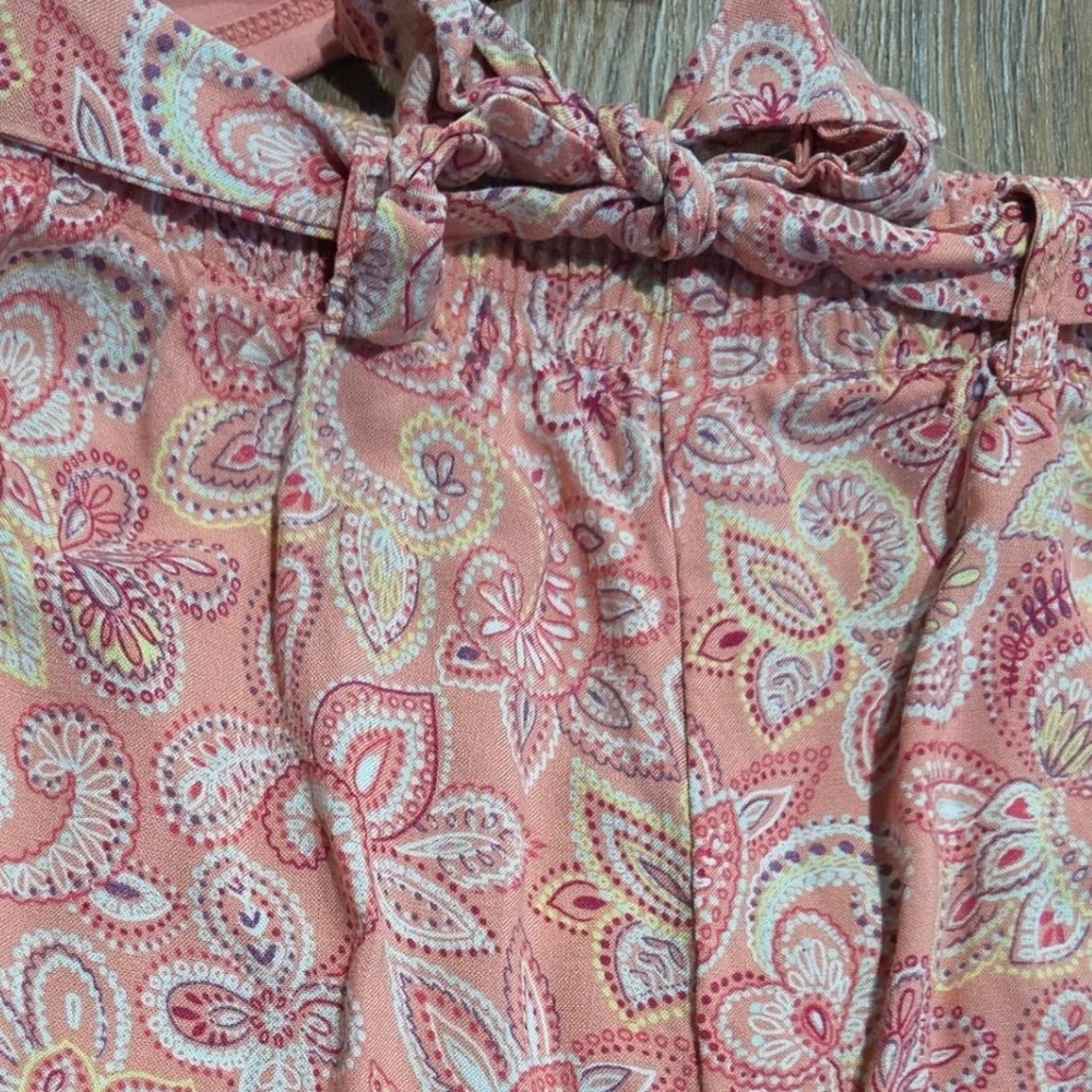 Btween Girls Pink Twist Front Crop Top and Paisley Wide Leg Pants Set Size 6